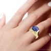 Pompeii3 5Ct Cushion Blue Sapphire Button Ring 14k Gold Lab Created - 3 of 4