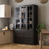 Famapy 47.2''W  Glass Doors Display Cabinet Wooden Organizer Pantry Black - 4 of 4