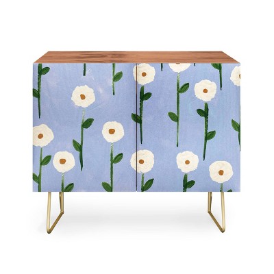 Reves et Histoires Cute Little Flowers Gold Legged Credenza - Deny Designs