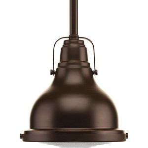 Progress Lighting, Fresnel Collection, 1-Light Mini-Pendant, Oil Rubbed Bronze, Prismatic Glass Shade - 1 of 4