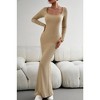 Women's Casual Long Sleeve Maxi Dress 2024 Fall Square Neck Soft Lounge Long Bodycon Dress - 3 of 4