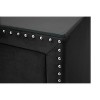 Vynxaria 1pc Glam Black 2-Drawer Nightstand, Fabric Upholstered (Nailhead Tufted), 8mm Tempered Glass, Wood/Metal Build, Durable Bedroom Furniture - 4 of 4