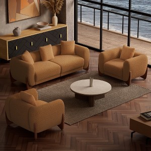 Morden Fort 3 Piece Boucle Sofa Set, 2 Armchairs & 3-Seater Sofa, Modern Upholstered Couches Sofas Set for Living Room and Apartment, Caramel : Target