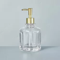 Sculpted Glass Soap/Lotion Pump Dispenser Clear/Brass - Hearth & Hand™ with Magnolia