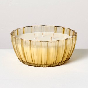 5-Wick Tinted Glass Driftwood and Amber Ribbed Jar Candle Yellow 28oz - Hearth & Hand™ with Magnolia - 1 of 4