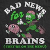 Mens Funny T Shirts Bad News For Brains Sarcastic Zombie Graphic Novelty Tee For Men - Crazy Dog Men's T Shirt Perfect Zombie Gift - 2 of 4