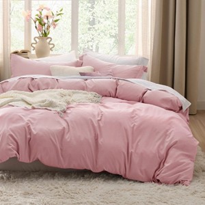 Duvet Cover Set 3pcs Prewashed Fabric Queen Size Bright White - Bedsure - 1 of 4