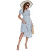 Coolmee Women's Floral Dresses for Summer Puff Sleeve Dress Loose Flowy Beach Pregnancy Baby Shower - 3 of 4