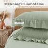 Ruffle Duvet Cover Set, Soft Washed Microfiber Vintage French Country Duvet Cover Set with Button Closure - 3 of 4