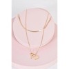 Slickblue Women's Necklace, Gold Double Snake and Link Chain with Key and Lock Charms, Layered Style, 15"-18" - 2 of 3