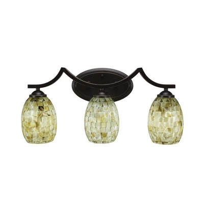 Toltec Lighting Zilo 3 - Light Vanity in  Dark Granite with 5" Ivory Glaze Seashell Shade