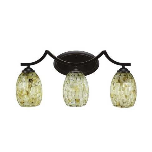 Toltec Lighting Zilo 3 - Light Vanity in  Dark Granite with 5" Ivory Glaze Seashell Shade - image 1 of 1