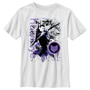 Boy's Marvel Hawkeye Clint Barton Bow Ready Paint Splatter T-Shirt - 1 of 4