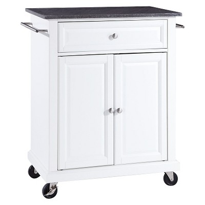 Solid Black Granite Top Portable Kitchen Cart/Island - Crosley