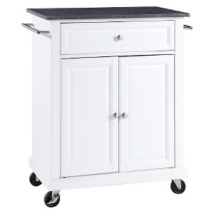 Solid Black Granite Top Portable Kitchen Cart/Island - Crosley - 1 of 4
