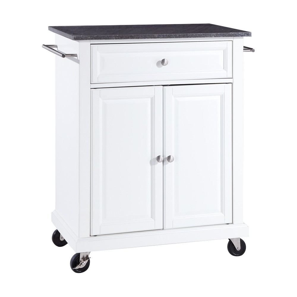 Photos - Other Furniture Crosley Solid Black Granite Top Portable Kitchen Cart/Island - White  