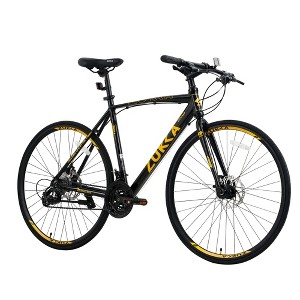 RISOKEYS 700C Road Bike,3 x 8/24 Speeds Bicycle, Flat Handle Bar, Aluminium Alloy Frame, Disc Brake,Adult Bike,for Racing,Commuter,Black - 1 of 4