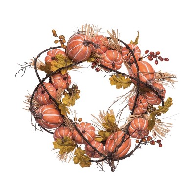 Transpac Foam 20 in. Multicolor Harvest Pumpkin and Vine Wreath