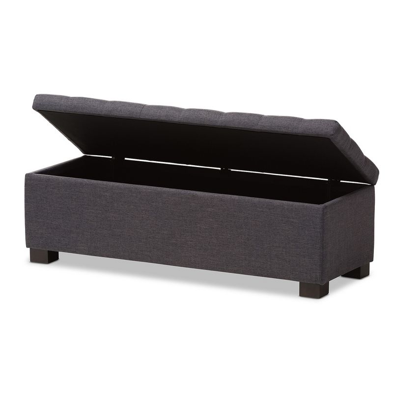 Roanoke Modern And Contemporary Fabric Upholstered Grid - Tufting Storage Ottoman Bench - Baxton Studio, 3 of 10