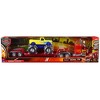 Peterbilt 379 Truck with Lowboy Trailer Red w/Orange Flames and Monster Truck Yellow w/Blue Flames 1/32 Diecast Model by New Ray - 3 of 4