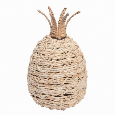 Transpac Metal 12" Cream Spring Rope Pineapple Accent