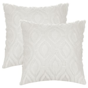 Unique Bargains Shaggy Plush Faux Fur Throw Patterned Pillow Covers 2 Pcs - 1 of 4