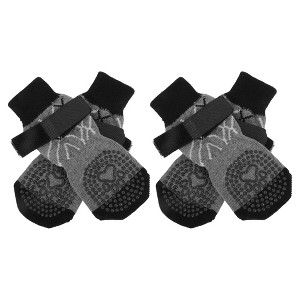 Unique Bargains Non-Slip Dog Socks with Adjustable Sticky Tapes for Hardwood Floors 4Pcs - 1 of 4