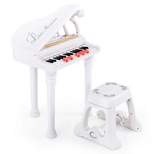 Costway 31 Keys Kids Piano Keyboard Toy Toddler Musical Instrument with Stool Microphone White