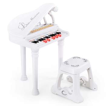 Costway 31 Keys Kids Piano Keyboard Toy Toddler Musical Instrument with Stool & Microphone White