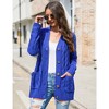 Women's Open Front Cardigan Sweater with Pockets Long Sleeve Cable Knit Button Loose Cardigan Sweater Outwear - 2 of 4
