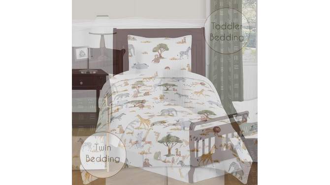 Sweet Jojo Designs Full/Queen Comforter Bedding Set Jungle Animals Multicolor 3pc, 2 of 8, play video