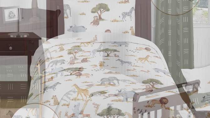 Sweet Jojo Designs Kids' Twin Comforter Bedding Set Jungle Animals Multicolor 4pc, 2 of 7, play video