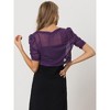 INSPIRE CHIC Women's Casual Short Sleeve Mesh Sheer Open Front Cropped Cardigan Shrug - 3 of 4