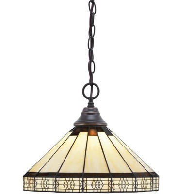 Toltec Lighting Any 1 - Light Pendant in  Dark Granite with 15" Honey & Brown Mission Art Glass Shade