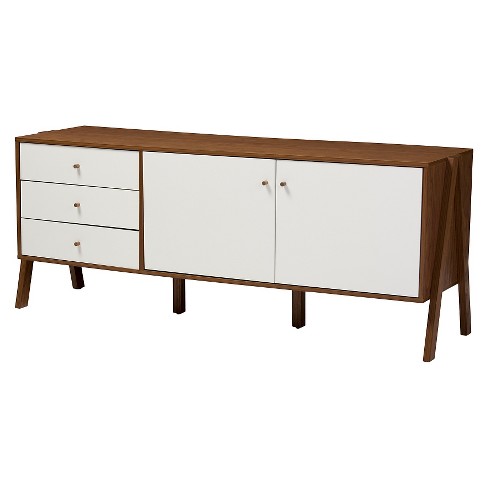 Harlow Mid-century Modern Scandinavian Style Wood Sideboard Storage Cabinet - Walnut/White ...