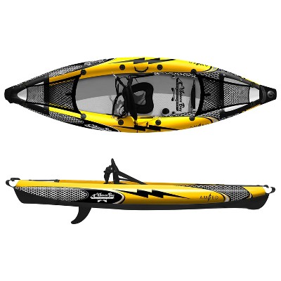 Waimea Bay Amped 9.5' 1-Seater Rigid Inflatable Kayak - Durable Fishing Kayak With 700lb Capacity, PVC Double Drop Stitch, Fits In Backpack