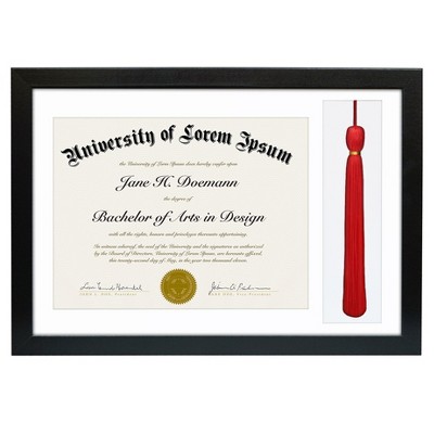 Americanflat 11x16 Black Graduation Frame | 2 Opening Mat Displays 8.5"x11" Diploma or Certificate and Tassle.