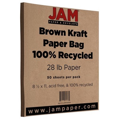 Jam Paper Recycled Legal Paper, 8.5 x 14, 28lb Brown Kraft Paper,Bag, 50 Sheets/Pack