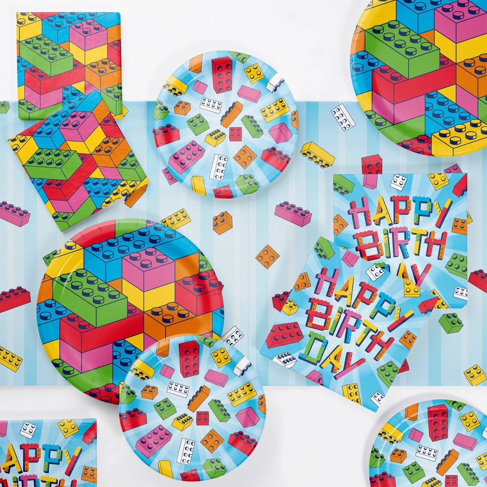 Creative Converting Block Bash Toy Blocks Tableware Set 49ct