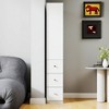 HDZNVF 70.87 inch H Display Storage Cabinet, 4 Tier Shelf, 3 Side Drawers, Modern Wooden Tall Bookshelf Bookcase, White - 3 of 4