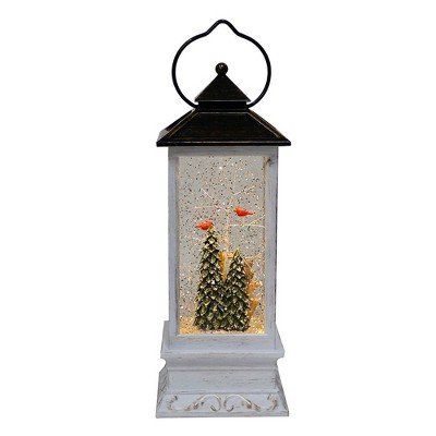 10-Inch White and Brown LED Deer and Tree Musical Lantern