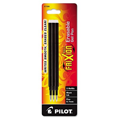 Pilot Refill for FriXion Erasable Gel Ink Pen Black 3/Pk 77330