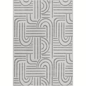 Washable Area Rug, Soft Rainbow Abstract Runner, Non-Slip Low-Pile Carpet with Rubber Backing, Stain Resistant Boho Geometric Rug for Living Room - 1 of 4