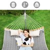 SONGMICS Hammock, Quilted Hammock with Curved Bamboo Spreaders, Pillow, 78.7 x 55.1 Inches - 3 of 4