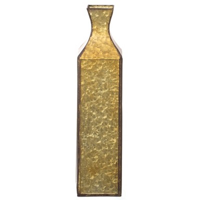 Large Gold Textured Metal Bottle Shape Floor Vase
