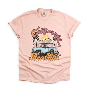 Simply Sage Market Women's California Beachin' Car Short Sleeve Garment Dyed Tee - 1 of 4