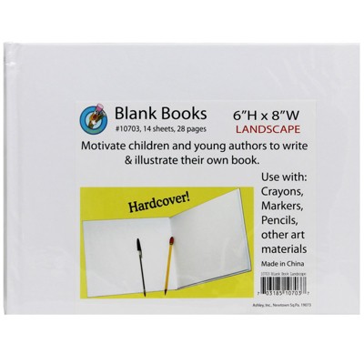 Ashley Productions Hardcover Blank Book, 8" x 6" Landscape, White (Pack of 6)