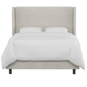 Full Antwerp Upholstered Wingback Bed Velvet Light Gray - Project 62