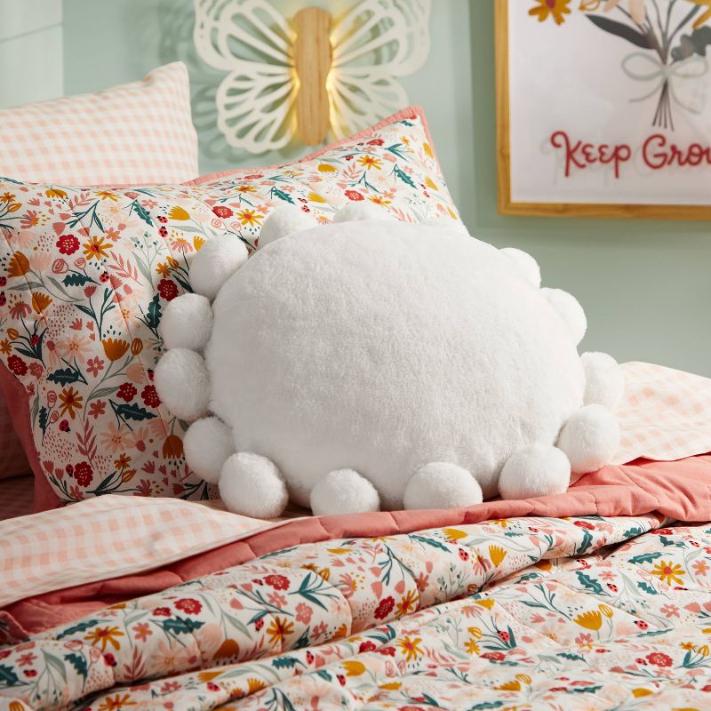 Round Plush Kids' Pillow with Poms-Poms - Pillowfort™, 4 of 11