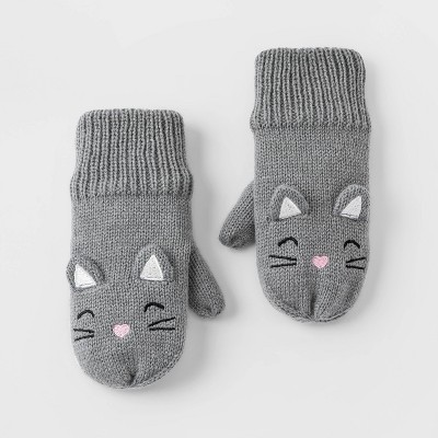 Toddler Girls' Cat Mittens - Cat & Jack™ Gray 12M-5T